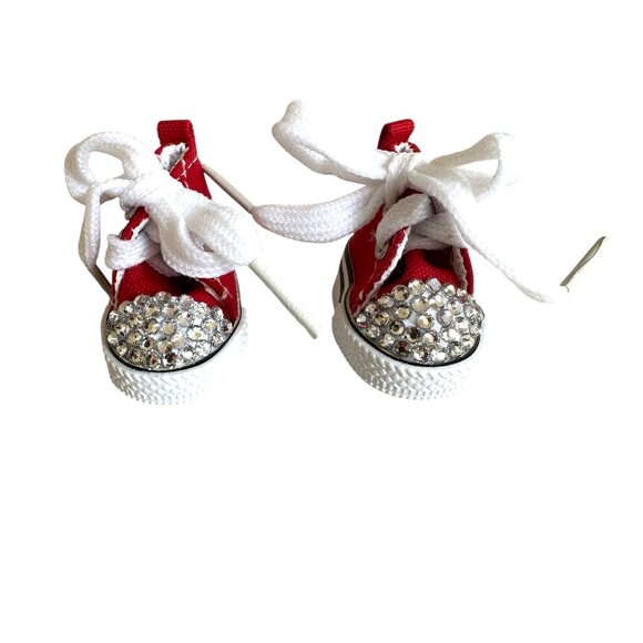 Bedazzled Rhinestone Embellished Sneakers for your Labubu - RED - Picture 4 of 7